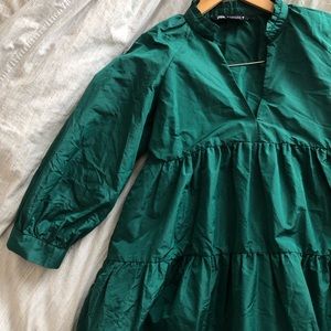 Zara Green Long Sleeve Dress